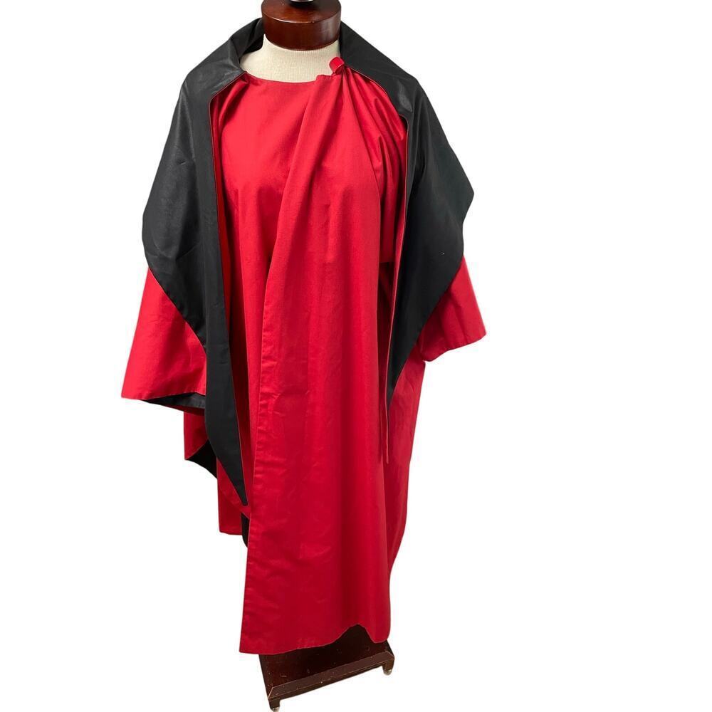 Cest Simone Red Cotton Black Interior Hood Trench Cape Saks Fifth Avenue OneSize